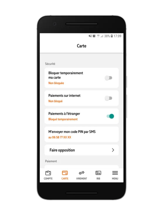 Application Nickel - Blocage temporaire de la carte 