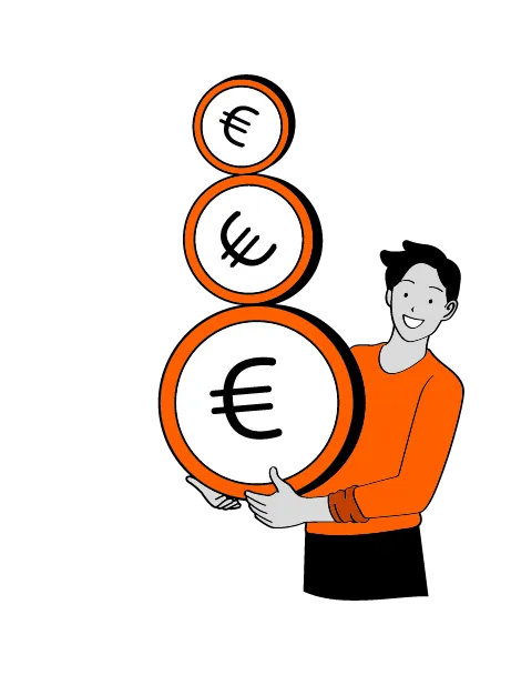 Homme qui tient des pièces euros