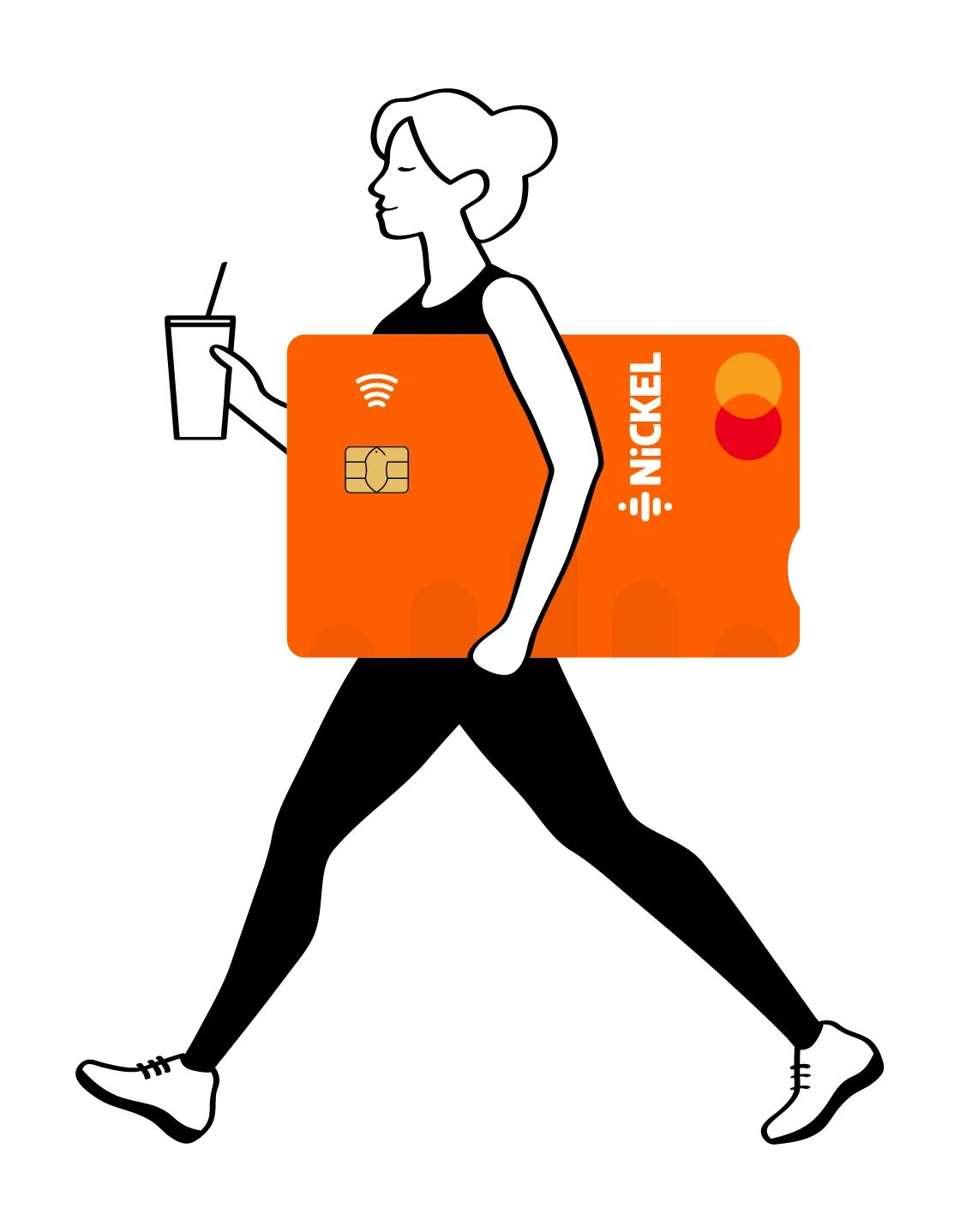 Femme qui tient une carte Nickel