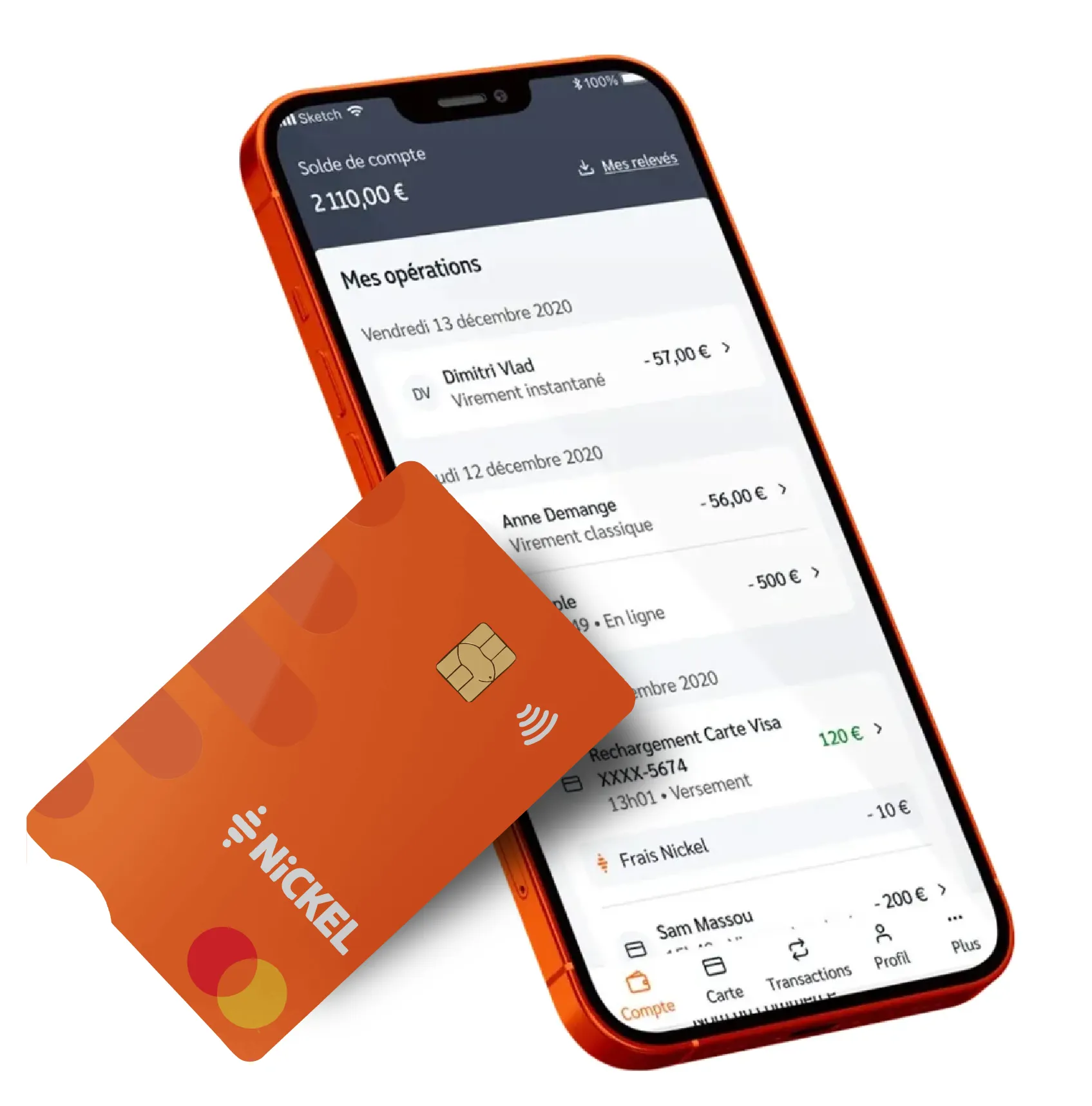 Application mobile Nickel card
